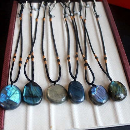 Natural High Quality Healing Stones Quartz Crystal Labradorite Pendant