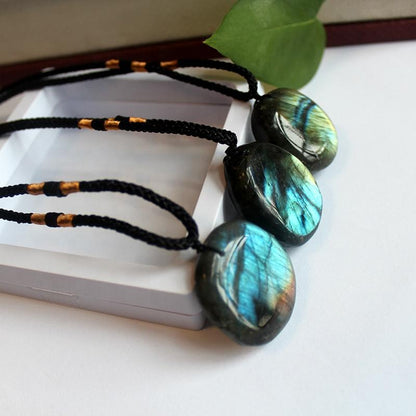 Natural High Quality Healing Stones Quartz Crystal Labradorite Pendant