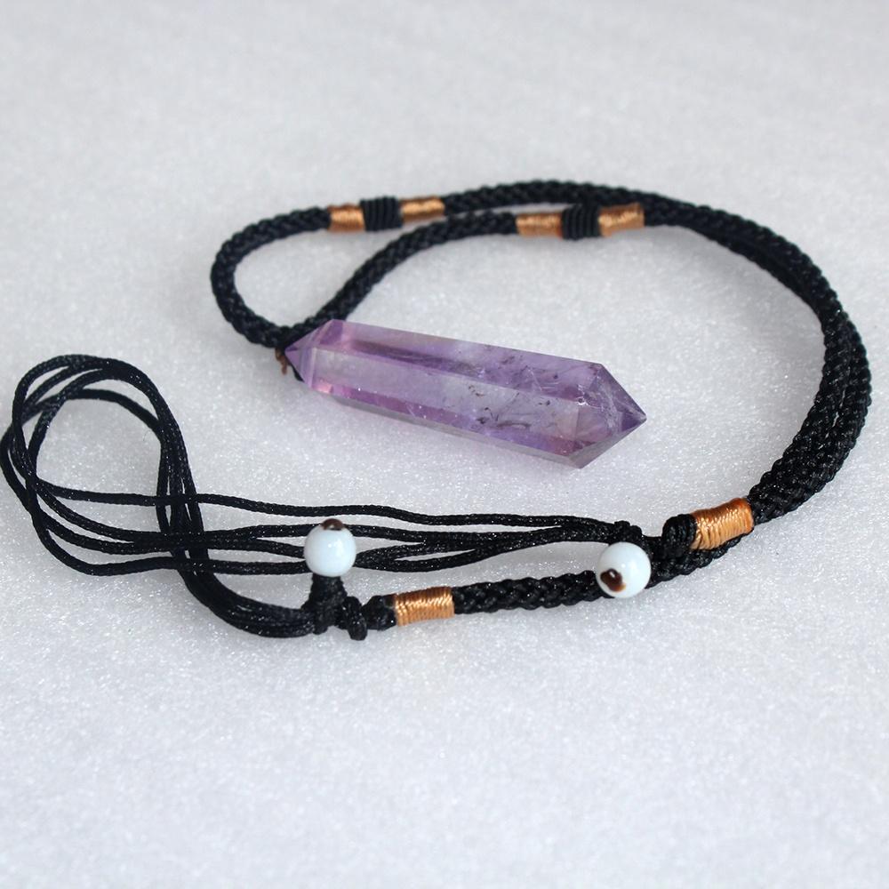 Natural Amethyst Column Double Point Pendant