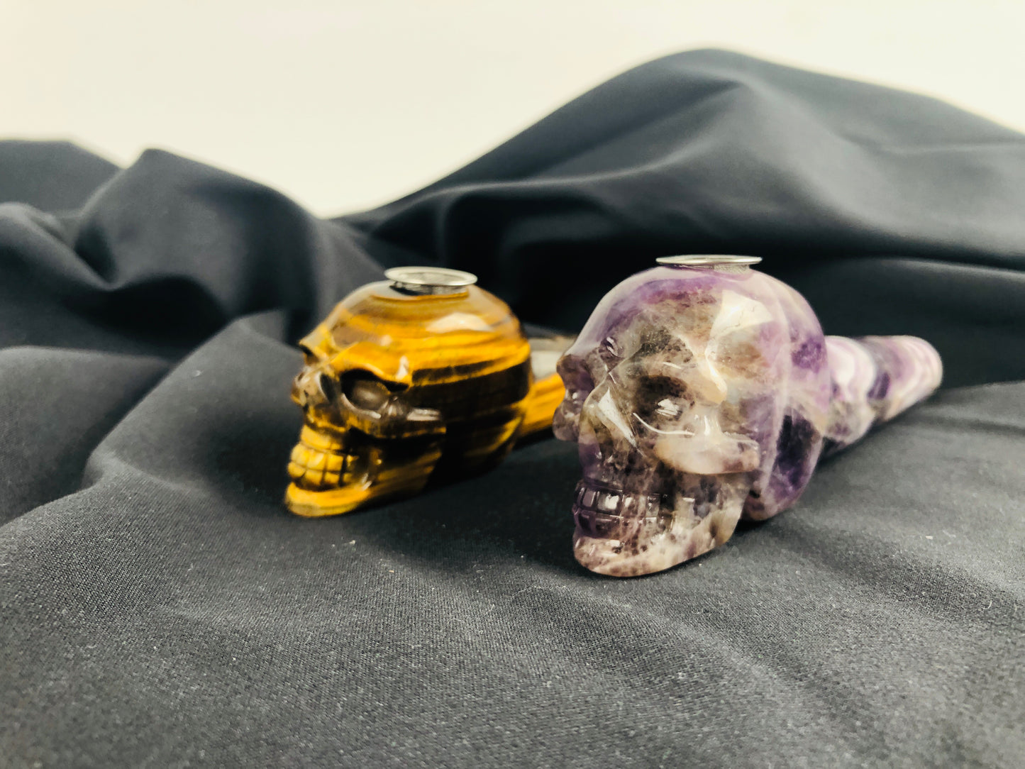 Carved Crystal Smoke Tobacco Pipes,Natural Healing Stone Skull Carving Crafts