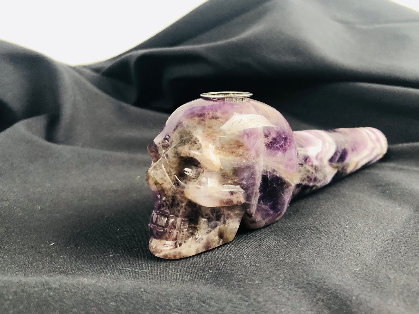 Carved Crystal Smoke Tobacco Pipes,Natural Healing Stone Skull Carving Crafts