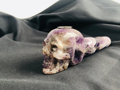 Carved Crystal Smoke Tobacco Pipes,Natural Healing Stone Skull Carving Crafts