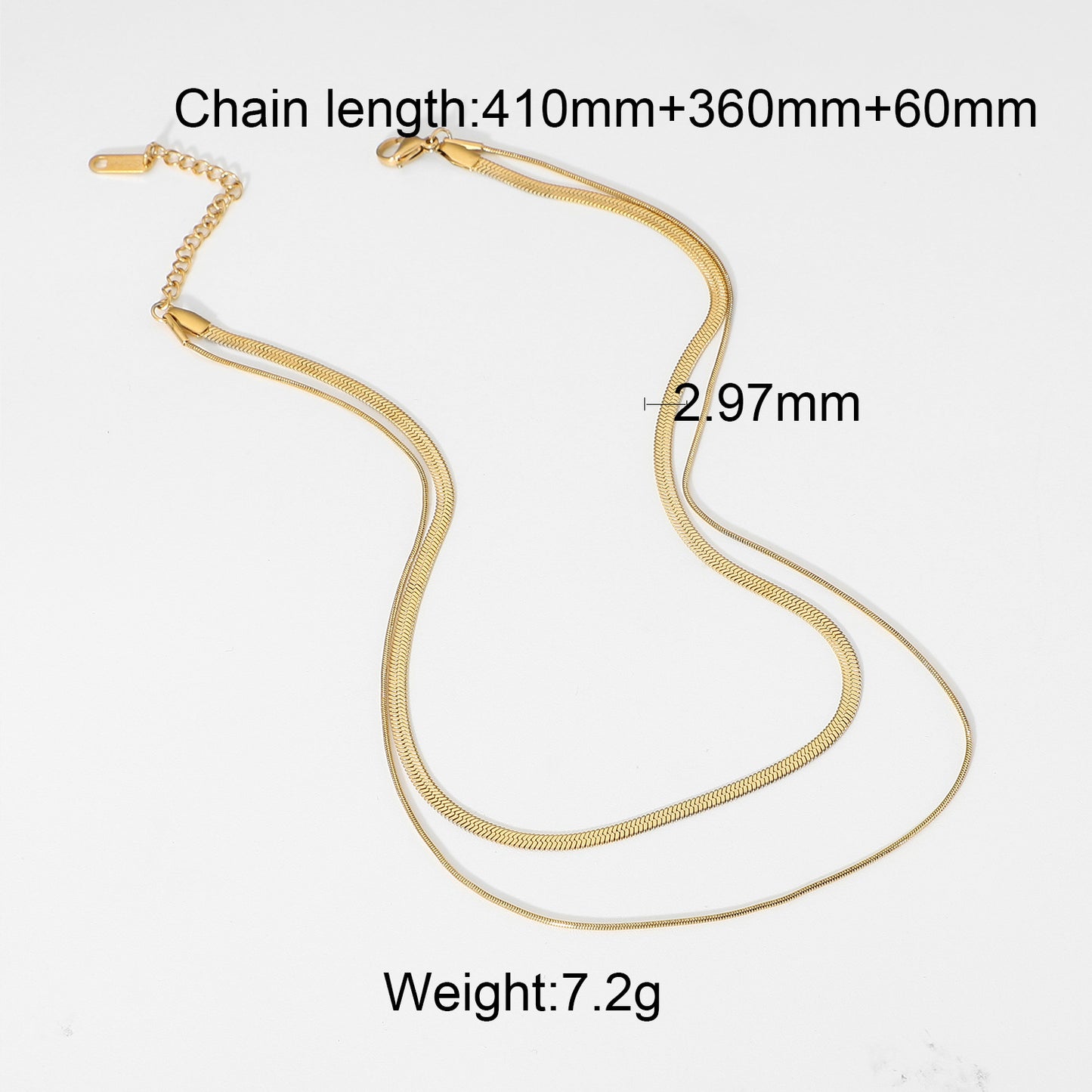 18k Gold Plated Stainless Steel Thick Cuban Chain Miami Double Layer Snake Chain Choker Necklace