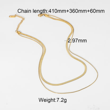 18k Gold Plated Stainless Steel Thick Cuban Chain Miami Double Layer Snake Chain Choker Necklace