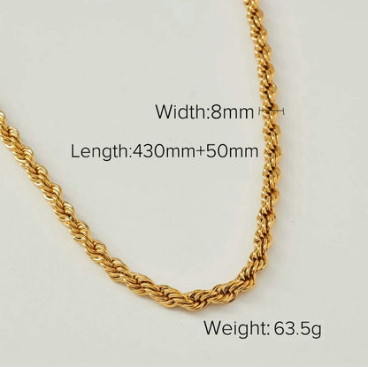 18k Gold Plated Stainless Steel Thick Cuban Chain Miami Double Layer Snake Chain Choker Necklace