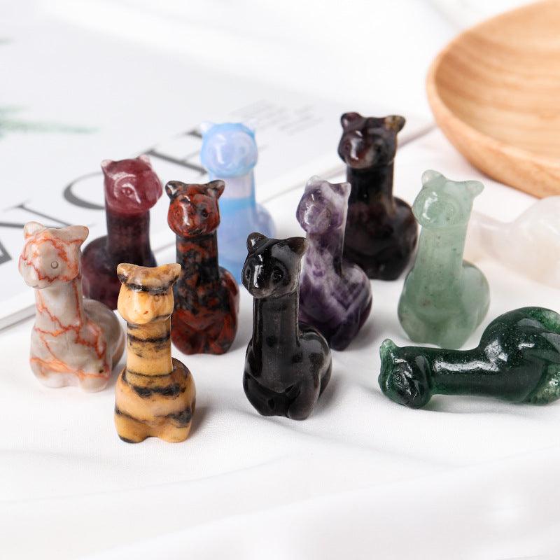 4cm Carved Craft Alpaca Crystal Sculpture Gemstone Alpaca
