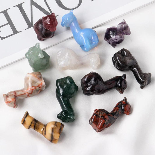 4cm Carved Craft Alpaca Crystal Sculpture Gemstone Alpaca