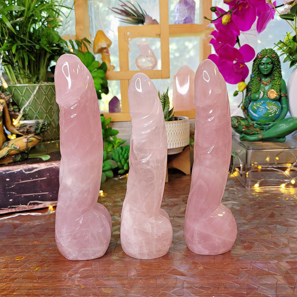 Natural Polished Stone Hand Carving Ding Ding Quartz Crystal Penis