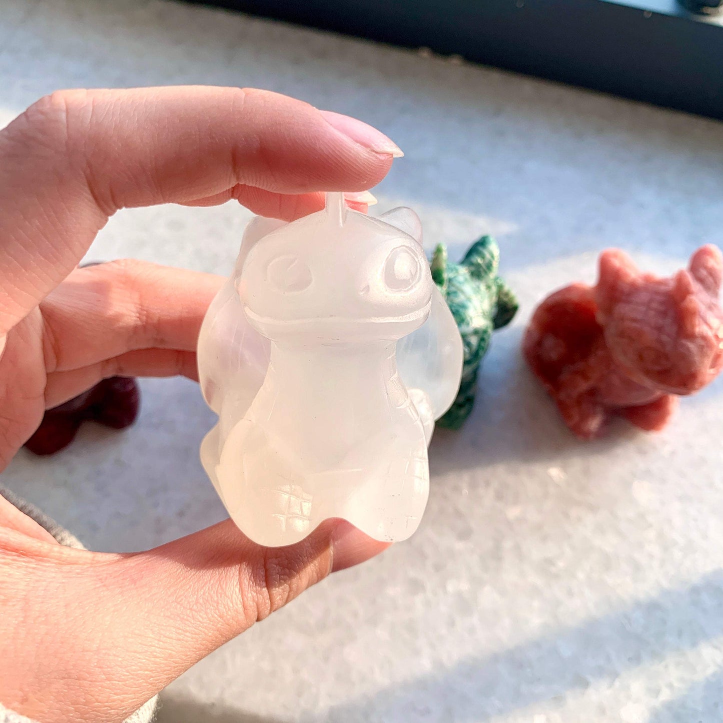 Natural Toothless baby hand carved/crystal/toothless baby/red turquoise/red sunstone/green turquoise/opal/gift