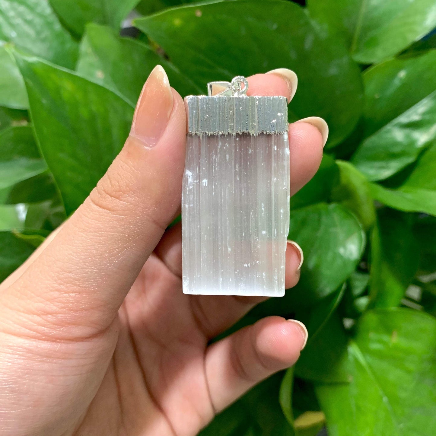 Selenite Strip Silver Pendant