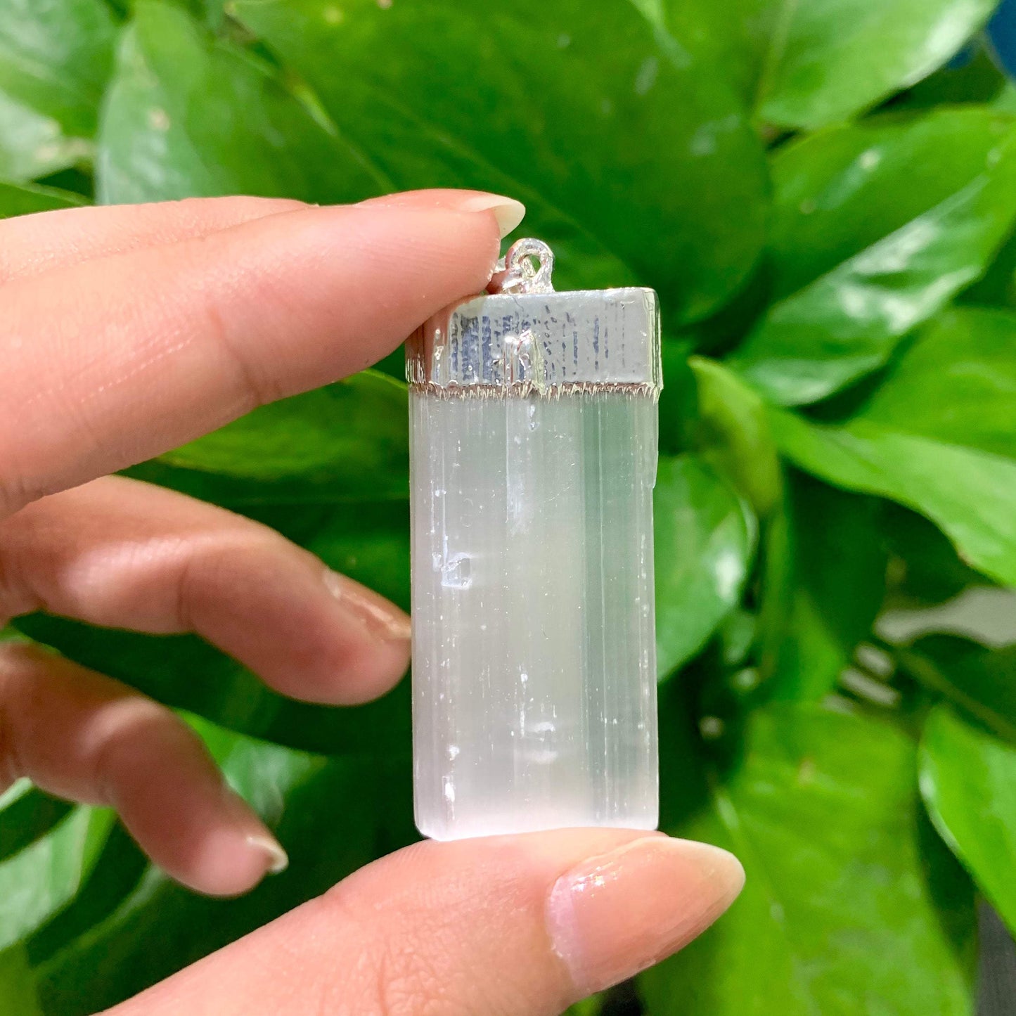 Selenite Strip Silver Pendant