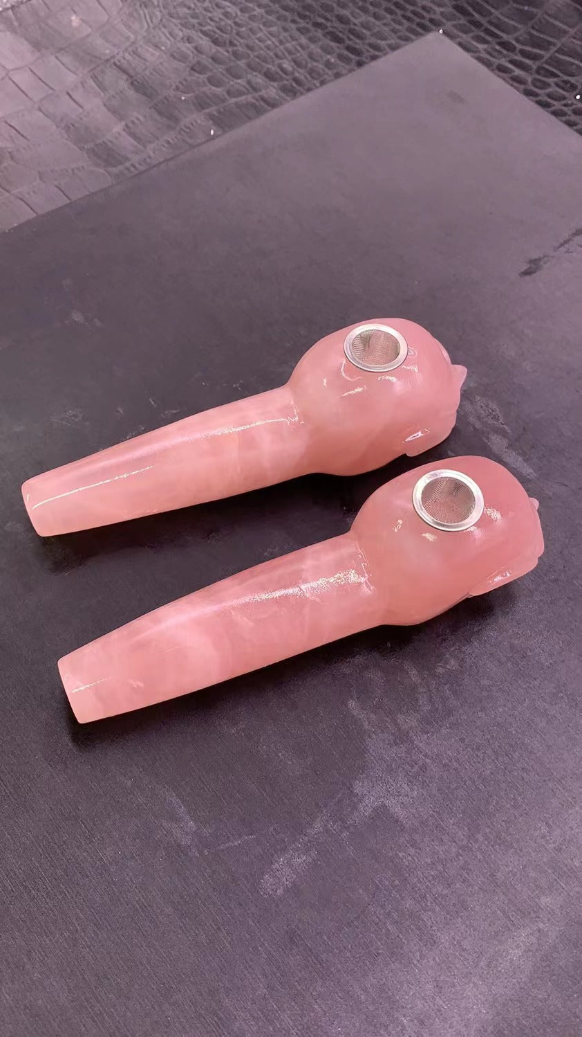 Carved Crystal Smoke Tobacco Pipes,Natural Healing Stone Skull Carving Crafts